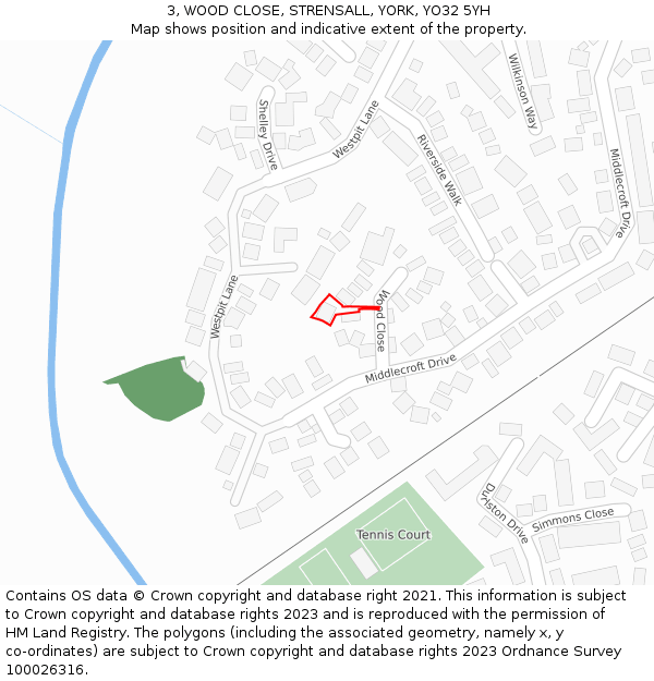 3, WOOD CLOSE, STRENSALL, YORK, YO32 5YH: Location map and indicative extent of plot