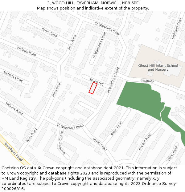 3, WOOD HILL, TAVERHAM, NORWICH, NR8 6PE: Location map and indicative extent of plot