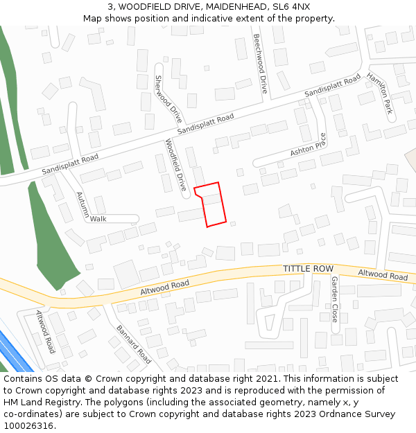 3, WOODFIELD DRIVE, MAIDENHEAD, SL6 4NX: Location map and indicative extent of plot