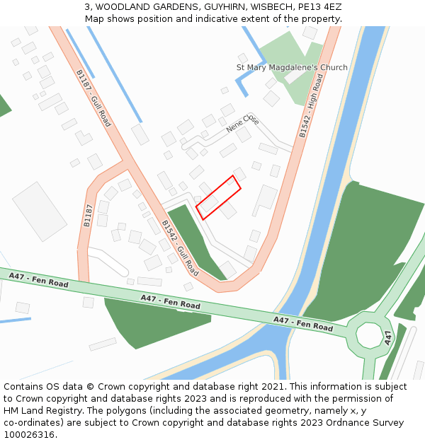 3, WOODLAND GARDENS, GUYHIRN, WISBECH, PE13 4EZ: Location map and indicative extent of plot