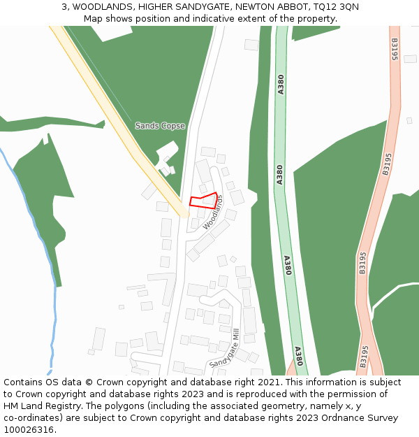 3, WOODLANDS, HIGHER SANDYGATE, NEWTON ABBOT, TQ12 3QN: Location map and indicative extent of plot