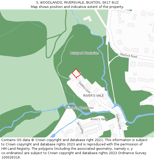 3, WOODLANDS, RIVERSVALE, BUXTON, SK17 6UZ: Location map and indicative extent of plot