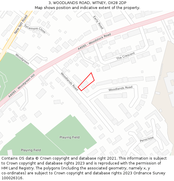 3, WOODLANDS ROAD, WITNEY, OX28 2DP: Location map and indicative extent of plot