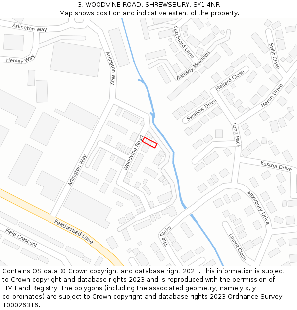 3, WOODVINE ROAD, SHREWSBURY, SY1 4NR: Location map and indicative extent of plot