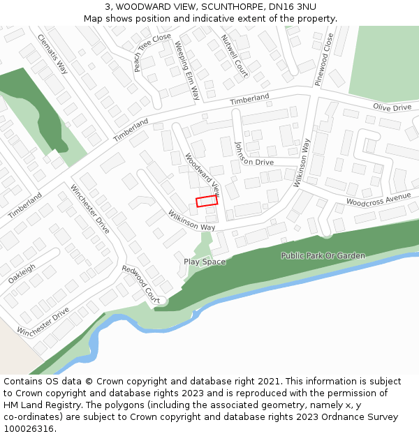 3, WOODWARD VIEW, SCUNTHORPE, DN16 3NU: Location map and indicative extent of plot