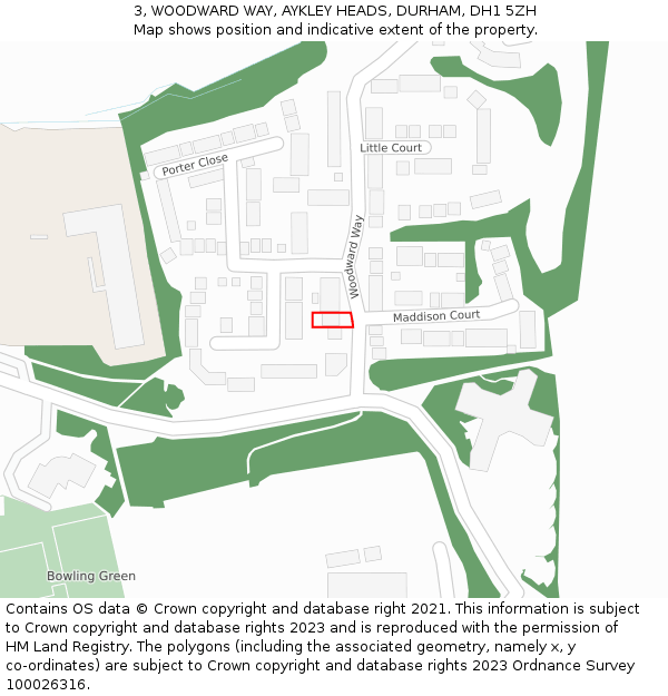 3, WOODWARD WAY, AYKLEY HEADS, DURHAM, DH1 5ZH: Location map and indicative extent of plot