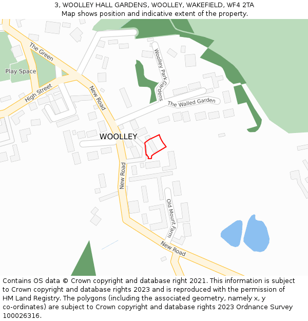 3, WOOLLEY HALL GARDENS, WOOLLEY, WAKEFIELD, WF4 2TA: Location map and indicative extent of plot