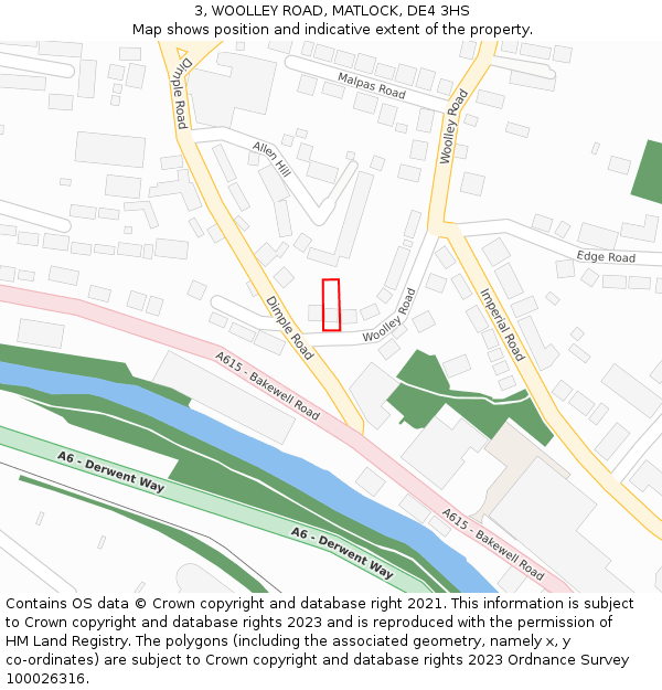 3, WOOLLEY ROAD, MATLOCK, DE4 3HS: Location map and indicative extent of plot