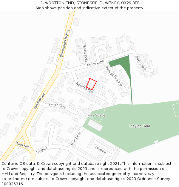 3, WOOTTON END, STONESFIELD, WITNEY, OX29 8EP: Location map and indicative extent of plot