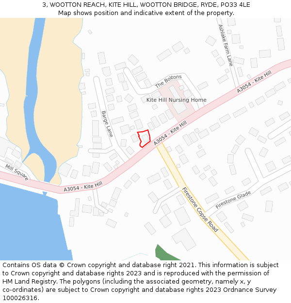 3, WOOTTON REACH, KITE HILL, WOOTTON BRIDGE, RYDE, PO33 4LE: Location map and indicative extent of plot