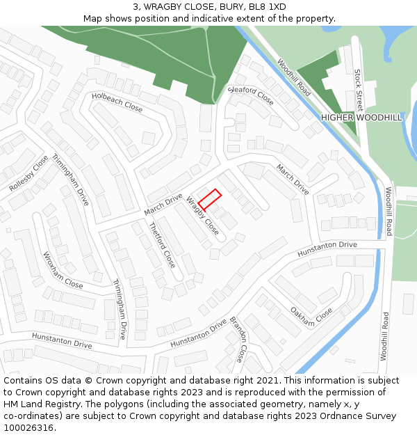 3, WRAGBY CLOSE, BURY, BL8 1XD: Location map and indicative extent of plot