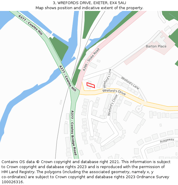 3, WREFORDS DRIVE, EXETER, EX4 5AU: Location map and indicative extent of plot