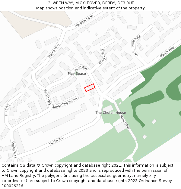 3, WREN WAY, MICKLEOVER, DERBY, DE3 0UF: Location map and indicative extent of plot