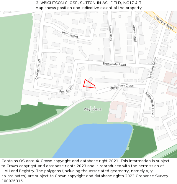 3, WRIGHTSON CLOSE, SUTTON-IN-ASHFIELD, NG17 4LT: Location map and indicative extent of plot