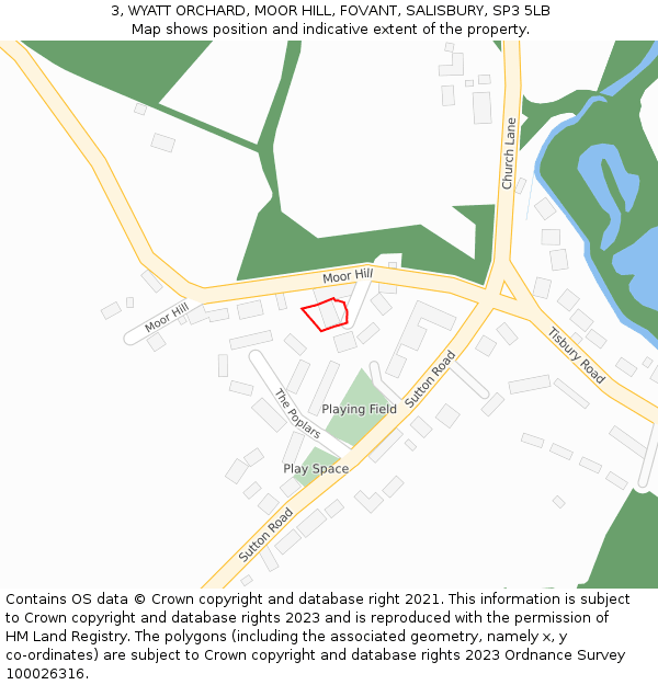 3, WYATT ORCHARD, MOOR HILL, FOVANT, SALISBURY, SP3 5LB: Location map and indicative extent of plot
