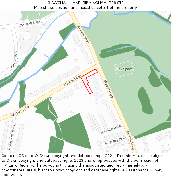 3, WYCHALL LANE, BIRMINGHAM, B38 8TE: Location map and indicative extent of plot