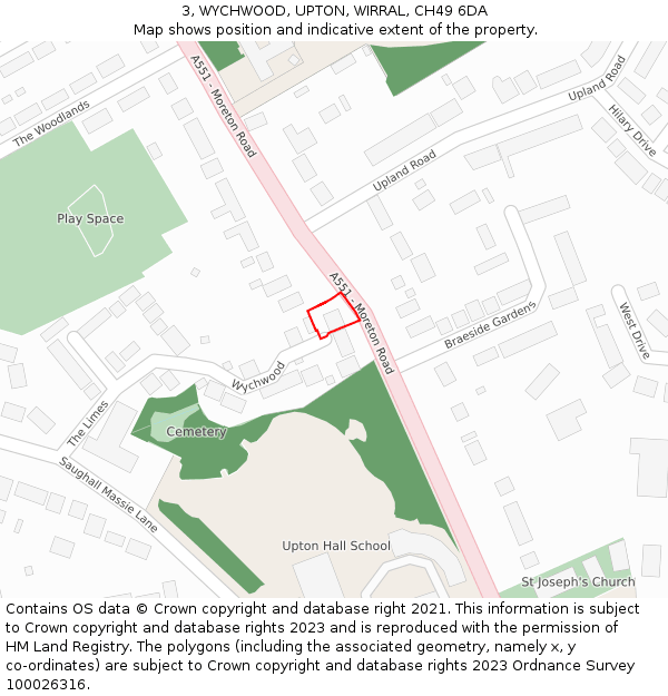 3, WYCHWOOD, UPTON, WIRRAL, CH49 6DA: Location map and indicative extent of plot