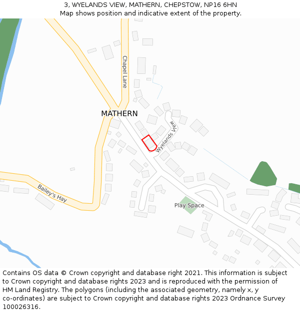 3, WYELANDS VIEW, MATHERN, CHEPSTOW, NP16 6HN: Location map and indicative extent of plot