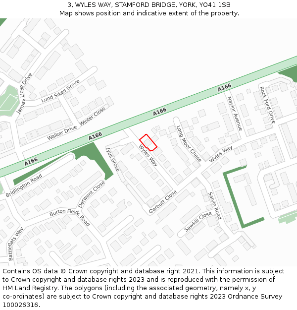 3, WYLES WAY, STAMFORD BRIDGE, YORK, YO41 1SB: Location map and indicative extent of plot