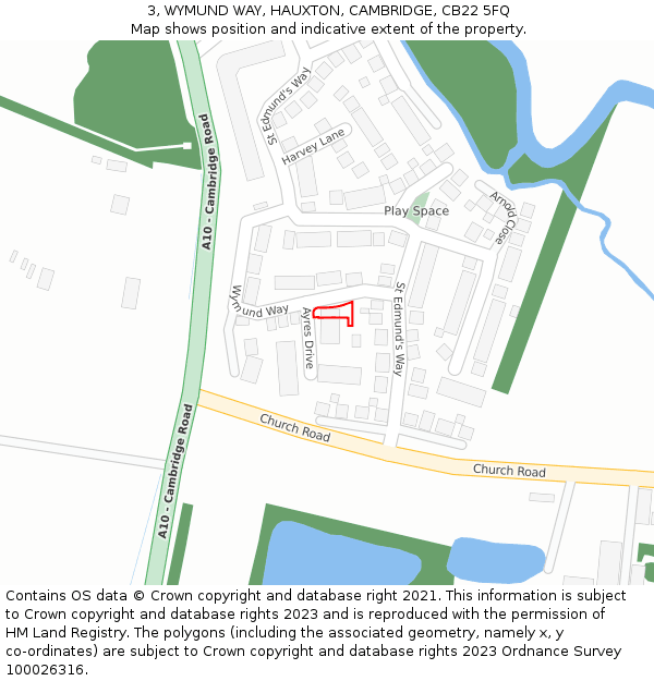 3, WYMUND WAY, HAUXTON, CAMBRIDGE, CB22 5FQ: Location map and indicative extent of plot