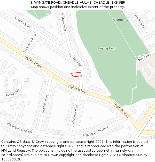 3, WYNGATE ROAD, CHEADLE HULME, CHEADLE, SK8 6ER: Location map and indicative extent of plot