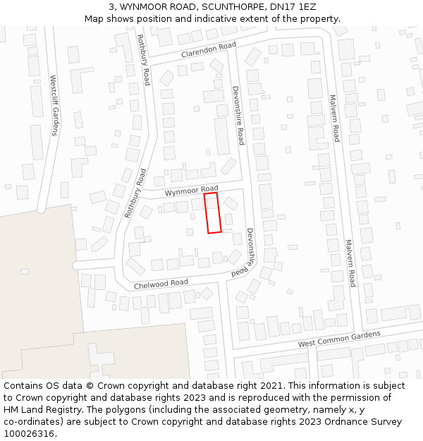 3, WYNMOOR ROAD, SCUNTHORPE, DN17 1EZ: Location map and indicative extent of plot