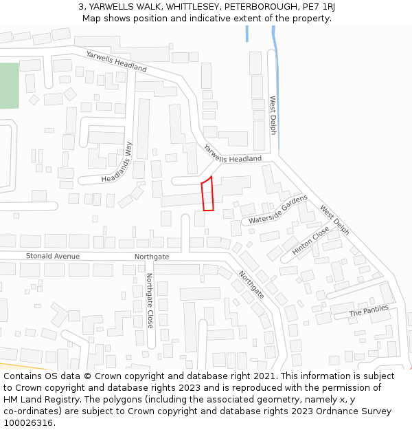 3, YARWELLS WALK, WHITTLESEY, PETERBOROUGH, PE7 1RJ: Location map and indicative extent of plot