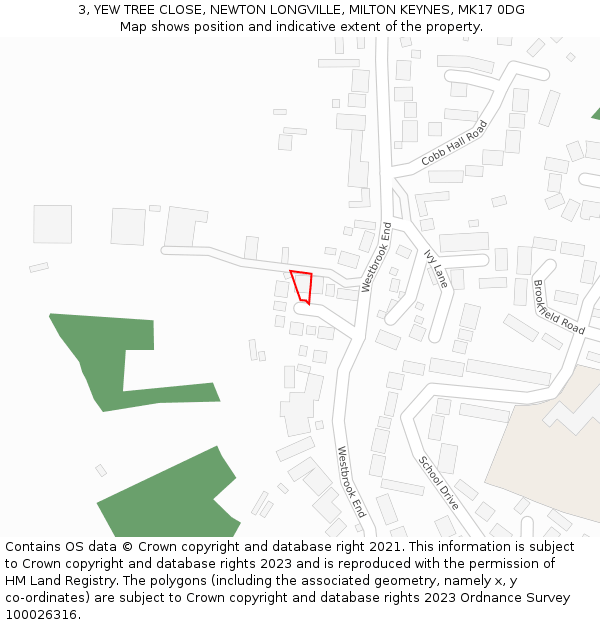 3, YEW TREE CLOSE, NEWTON LONGVILLE, MILTON KEYNES, MK17 0DG: Location map and indicative extent of plot