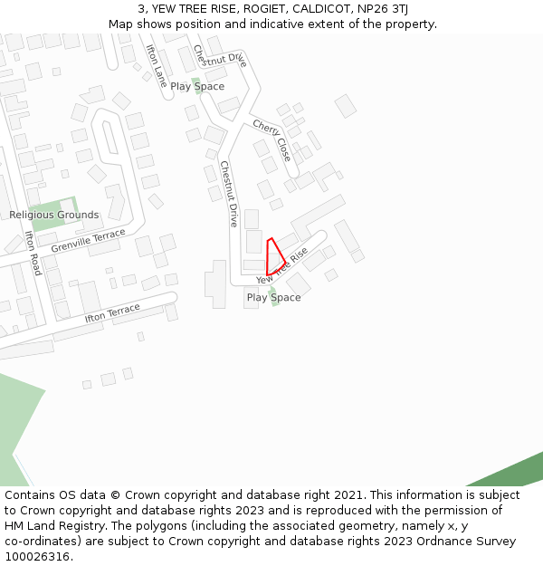 3, YEW TREE RISE, ROGIET, CALDICOT, NP26 3TJ: Location map and indicative extent of plot