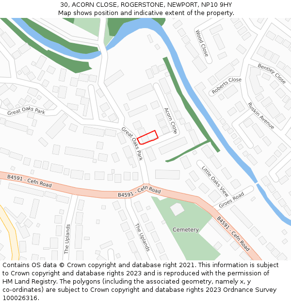 30, ACORN CLOSE, ROGERSTONE, NEWPORT, NP10 9HY: Location map and indicative extent of plot