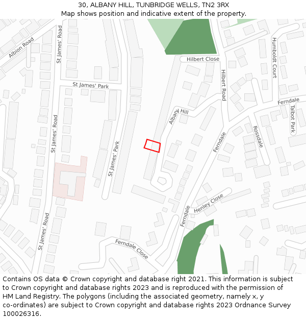 30, ALBANY HILL, TUNBRIDGE WELLS, TN2 3RX: Location map and indicative extent of plot