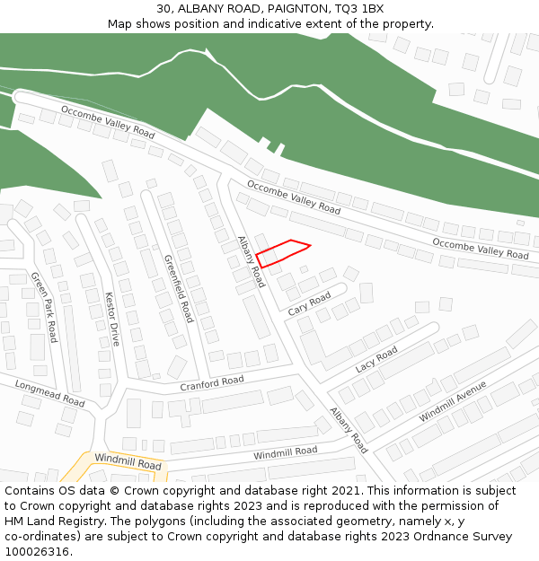 30, ALBANY ROAD, PAIGNTON, TQ3 1BX: Location map and indicative extent of plot