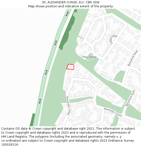 30, ALEXANDER CHASE, ELY, CB6 3SW: Location map and indicative extent of plot