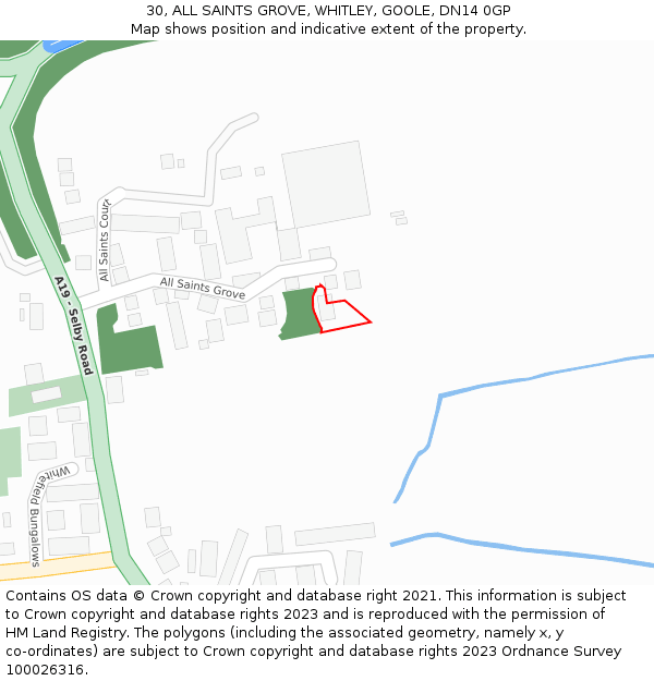 30, ALL SAINTS GROVE, WHITLEY, GOOLE, DN14 0GP: Location map and indicative extent of plot