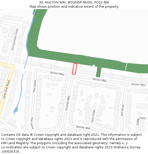 30, ANCTON WAY, BOGNOR REGIS, PO22 6JW: Location map and indicative extent of plot