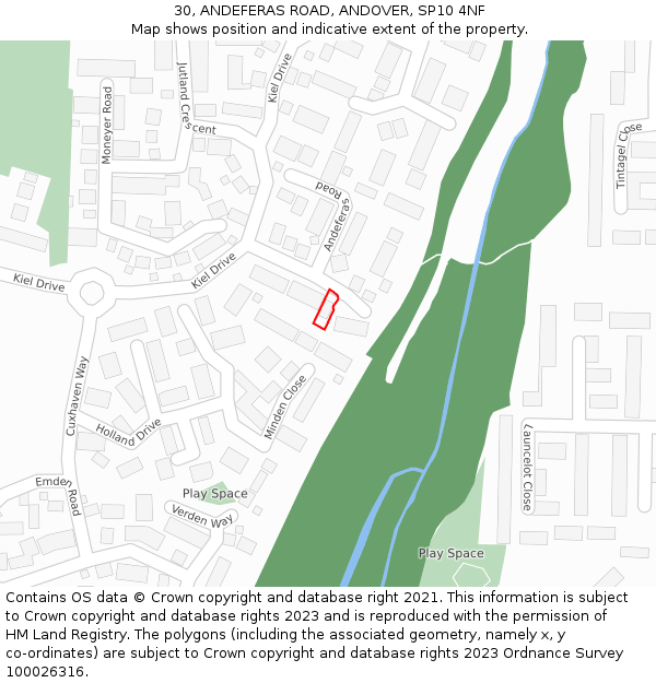 30, ANDEFERAS ROAD, ANDOVER, SP10 4NF: Location map and indicative extent of plot