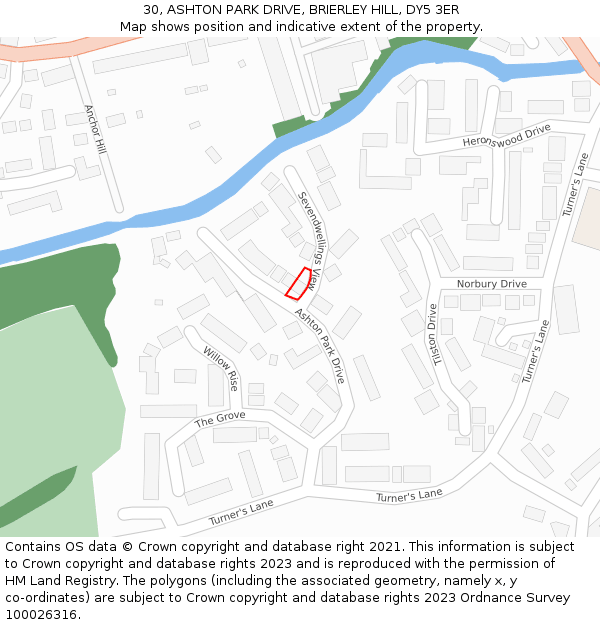 30, ASHTON PARK DRIVE, BRIERLEY HILL, DY5 3ER: Location map and indicative extent of plot