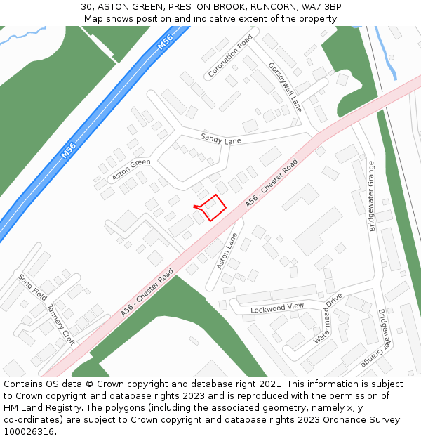 30, ASTON GREEN, PRESTON BROOK, RUNCORN, WA7 3BP: Location map and indicative extent of plot