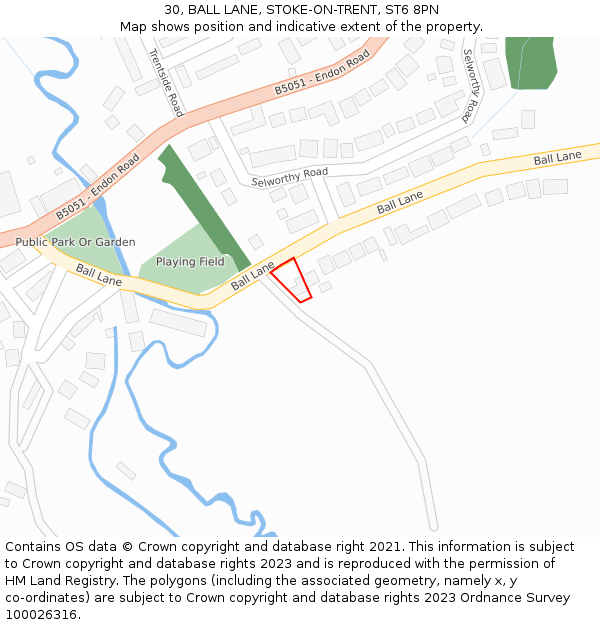 30, BALL LANE, STOKE-ON-TRENT, ST6 8PN: Location map and indicative extent of plot