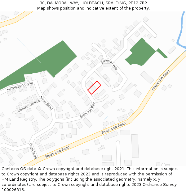 30, BALMORAL WAY, HOLBEACH, SPALDING, PE12 7RP: Location map and indicative extent of plot