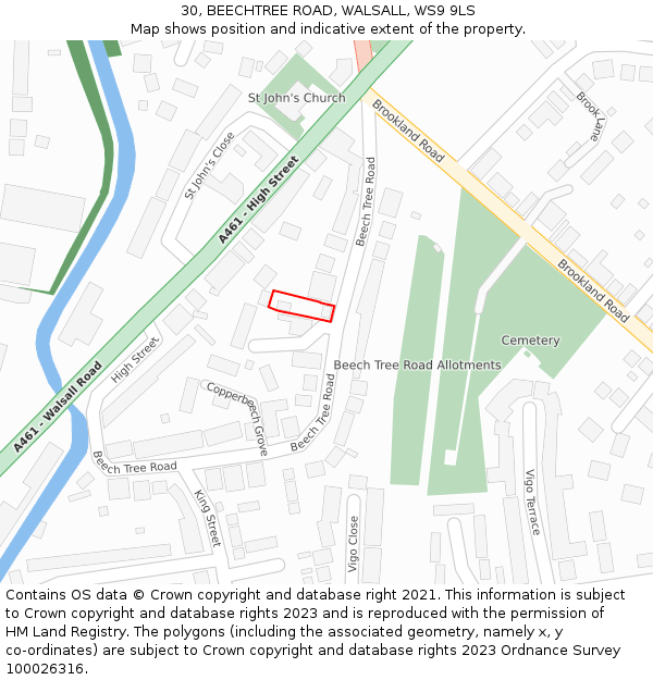 30, BEECHTREE ROAD, WALSALL, WS9 9LS: Location map and indicative extent of plot