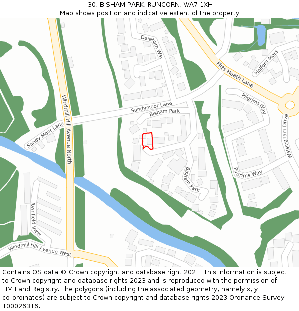 30, BISHAM PARK, RUNCORN, WA7 1XH: Location map and indicative extent of plot