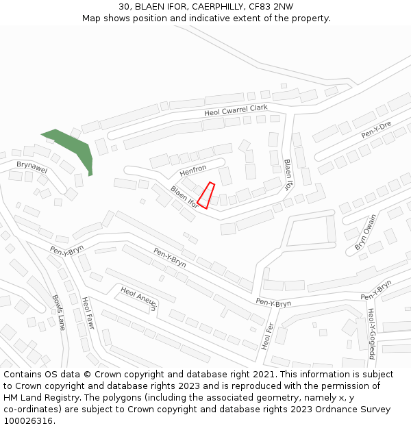 30, BLAEN IFOR, CAERPHILLY, CF83 2NW: Location map and indicative extent of plot