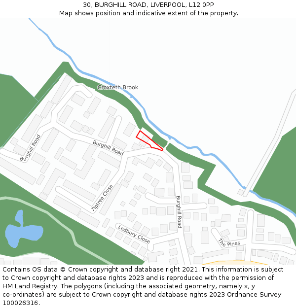 30, BURGHILL ROAD, LIVERPOOL, L12 0PP: Location map and indicative extent of plot