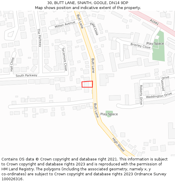 30, BUTT LANE, SNAITH, GOOLE, DN14 9DP: Location map and indicative extent of plot