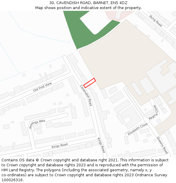 30, CAVENDISH ROAD, BARNET, EN5 4DZ: Location map and indicative extent of plot