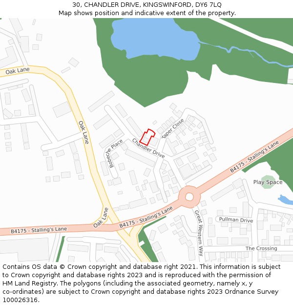 30, CHANDLER DRIVE, KINGSWINFORD, DY6 7LQ: Location map and indicative extent of plot