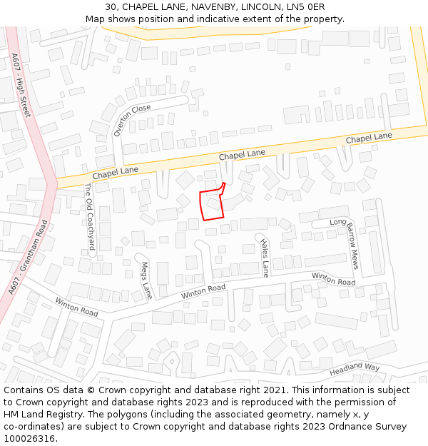 30, CHAPEL LANE, NAVENBY, LINCOLN, LN5 0ER: Location map and indicative extent of plot