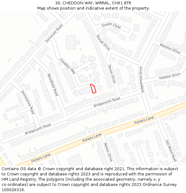 30, CHEDDON WAY, WIRRAL, CH61 8TR: Location map and indicative extent of plot