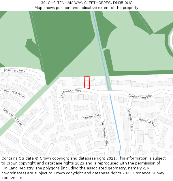 30, CHELTENHAM WAY, CLEETHORPES, DN35 0UG: Location map and indicative extent of plot